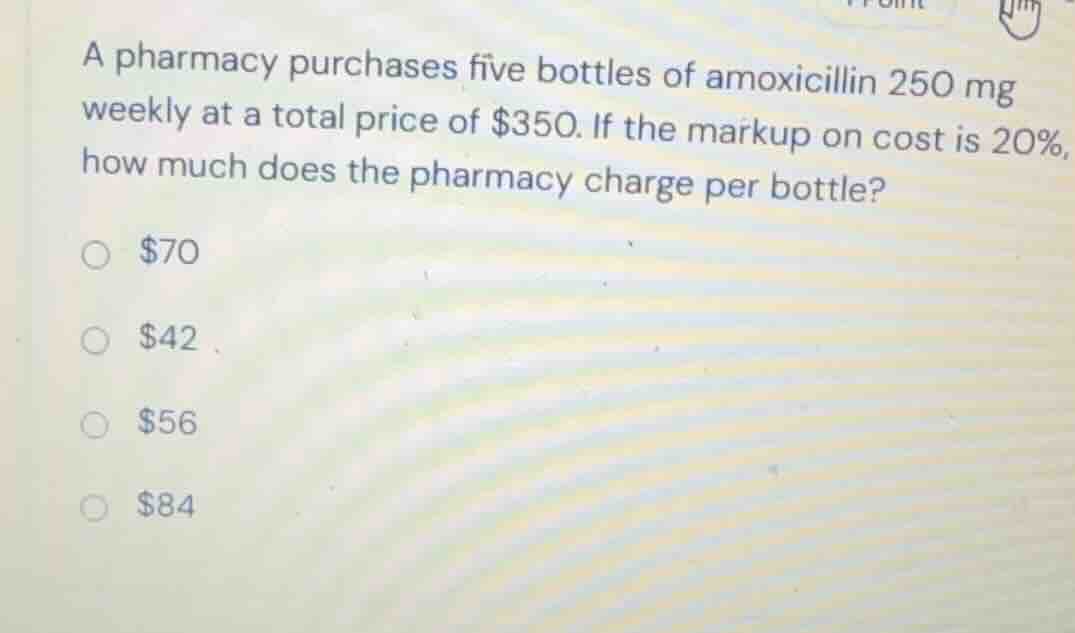 a pharmacy purchases five bottles of amoxicillin 250 mg weekly at a tot…
