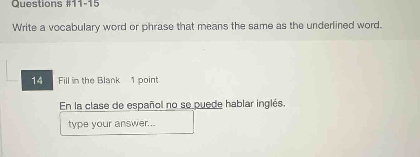 questions #11-15 write a vocabulary word or phrase that means the same …