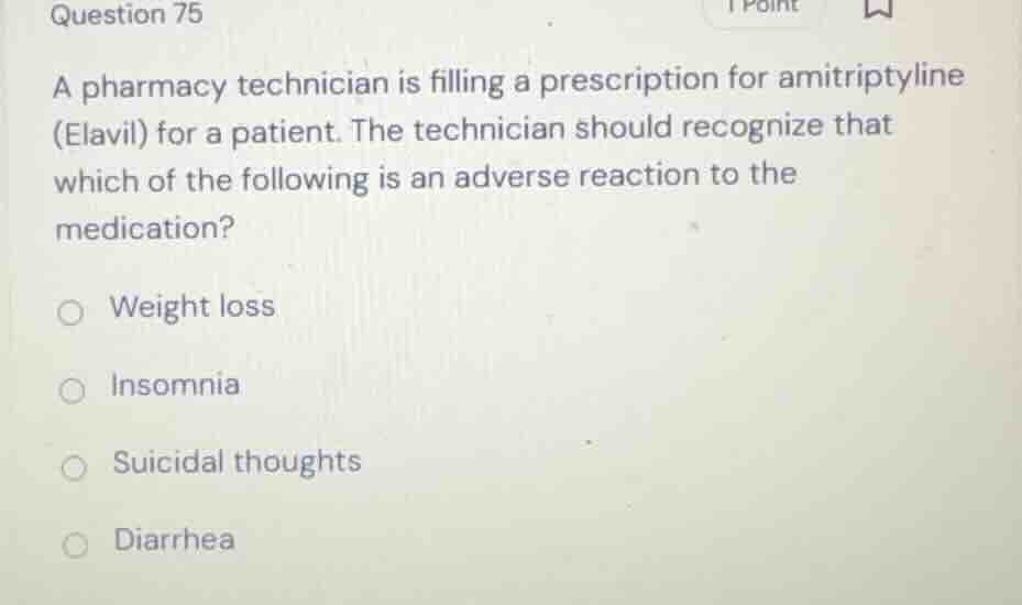 question 75 a pharmacy technician is filling a prescription for amitrip…