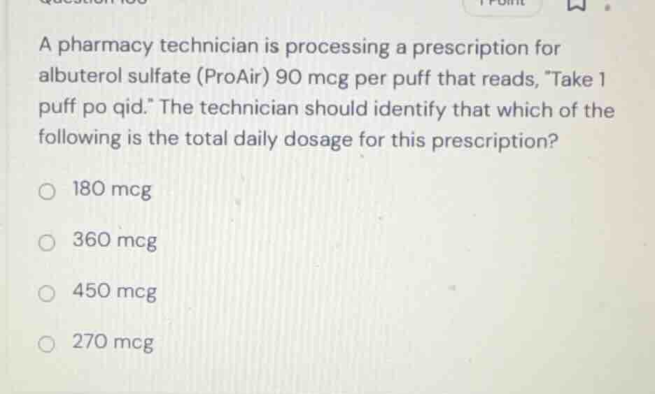 a pharmacy technician is processing a prescription for albuterol sulfat…