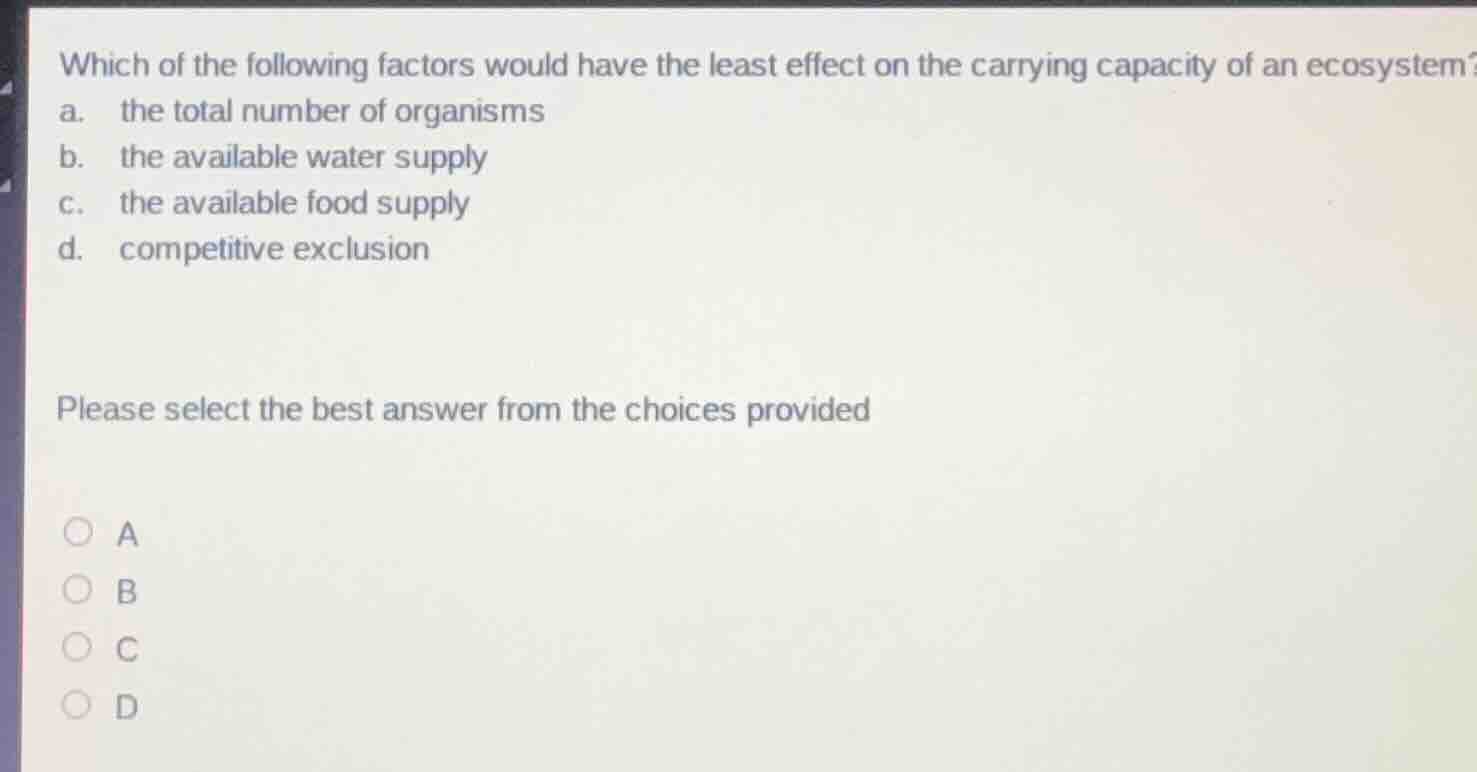 which of the following factors would have the least effect on the carry…