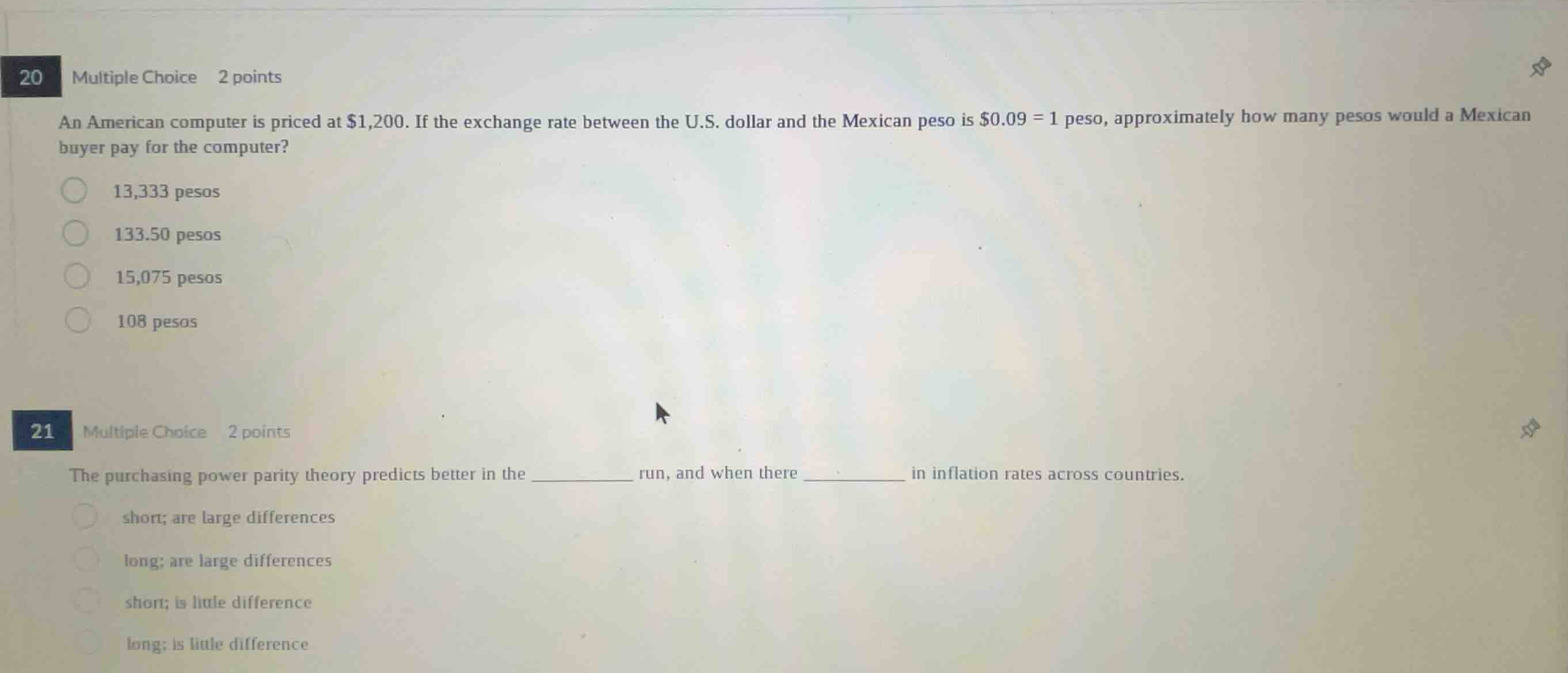 20 multiple choice 2 points an american computer is priced at \\$1,200.…