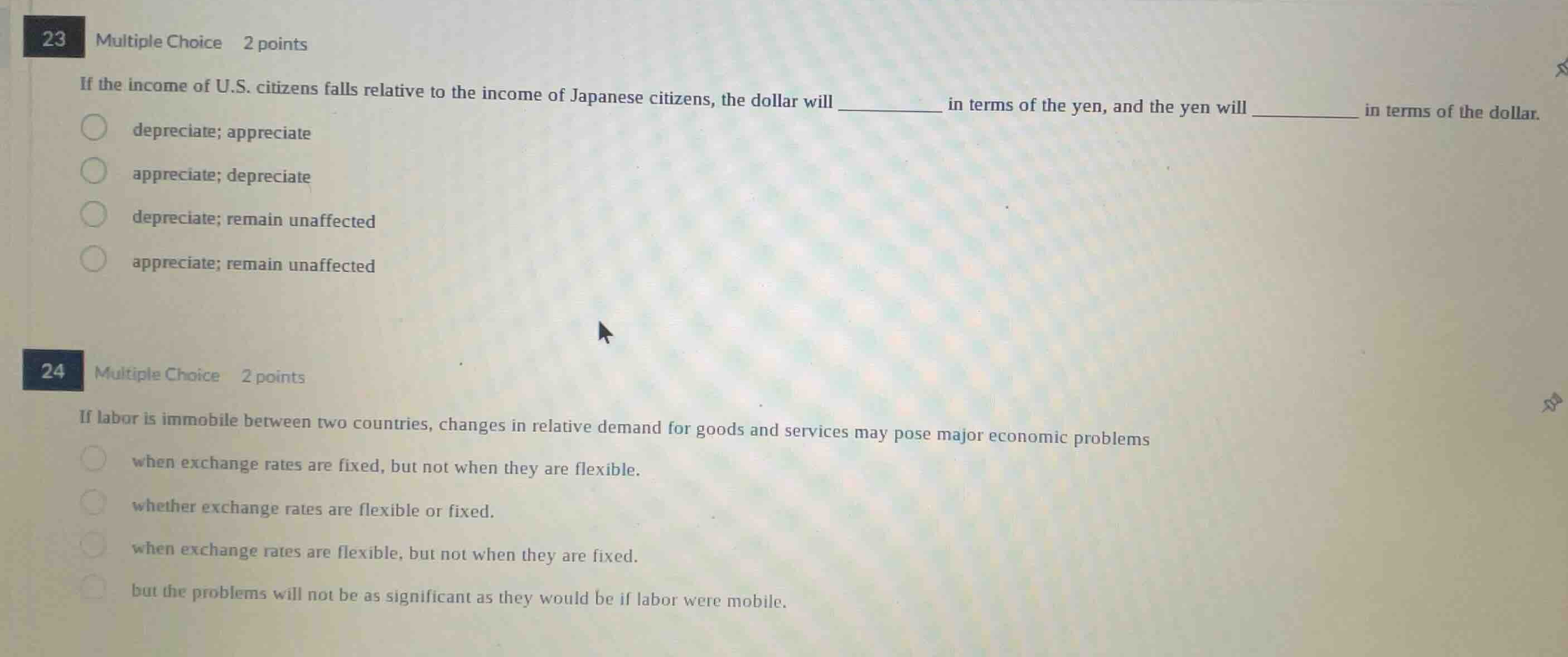 23 multiple choice 2 points if the income of u.s. citizens falls relati…
