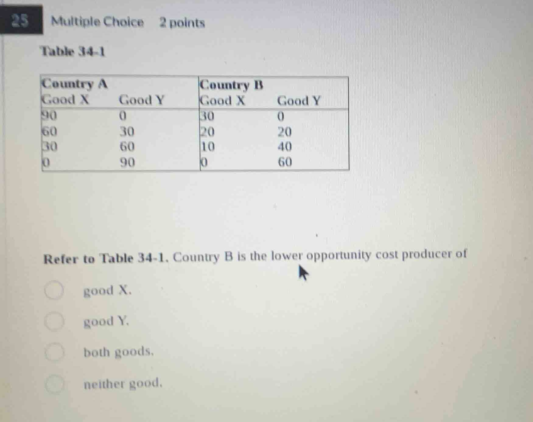 table 34-1 \\begin{tabular}{|ll|ll|} \\hline \\textbf{country a} & & \\…