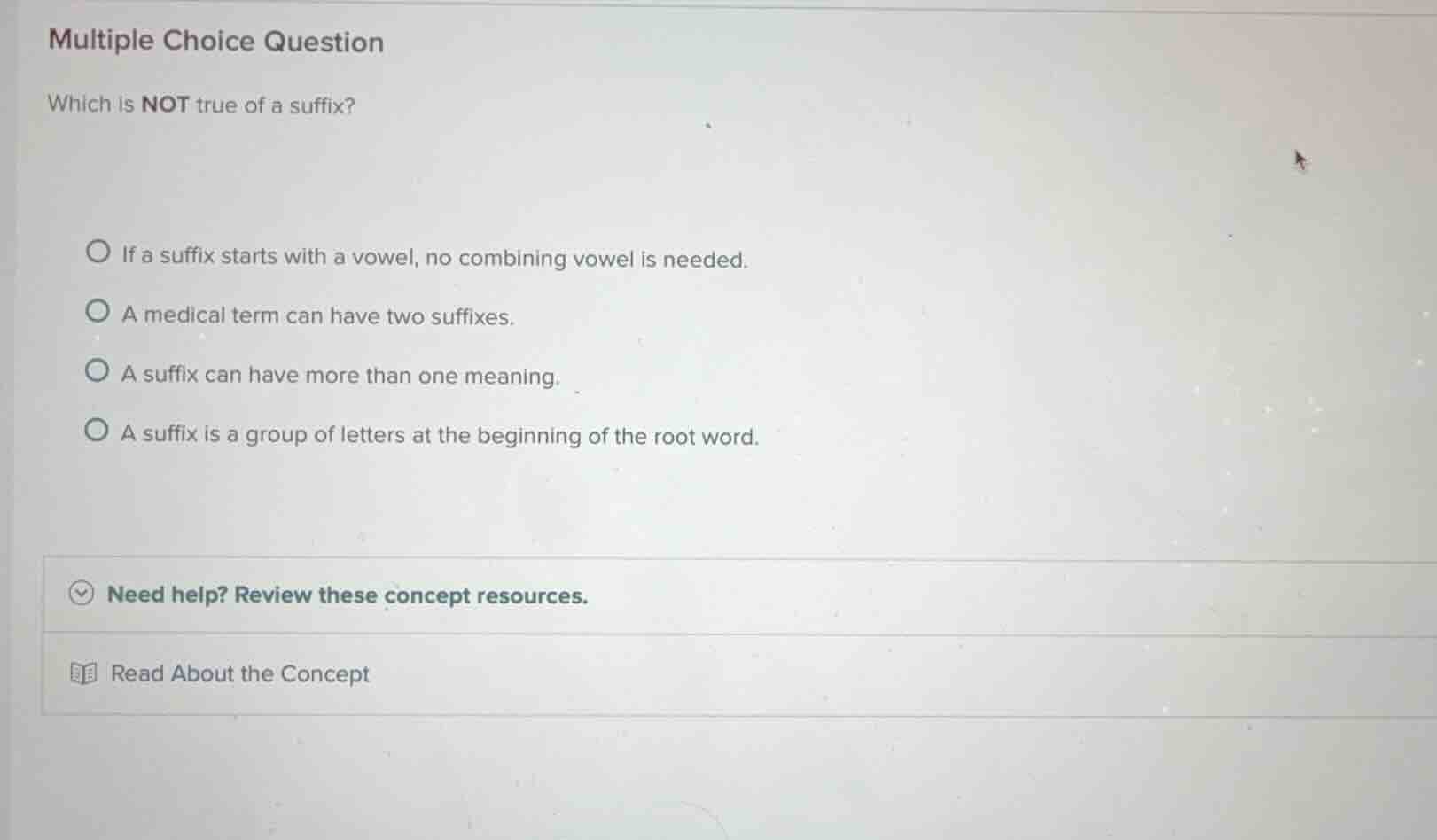 multiple choice question which is not true of a suffix? if a suffix sta…