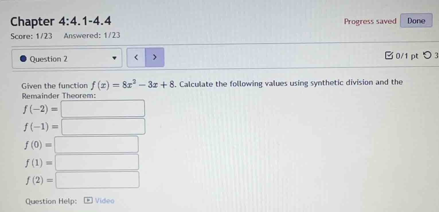given the function (f(x) = 8x^2 - 3x + 8). calculate the following valu…