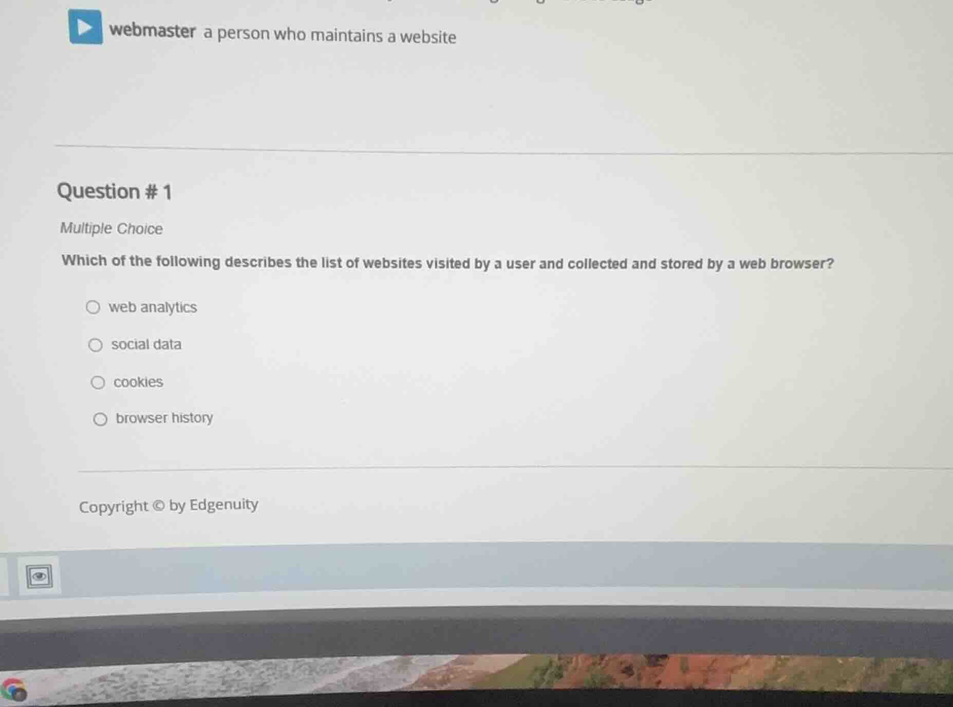 webmaster a person who maintains a website question # 1 multiple choice…