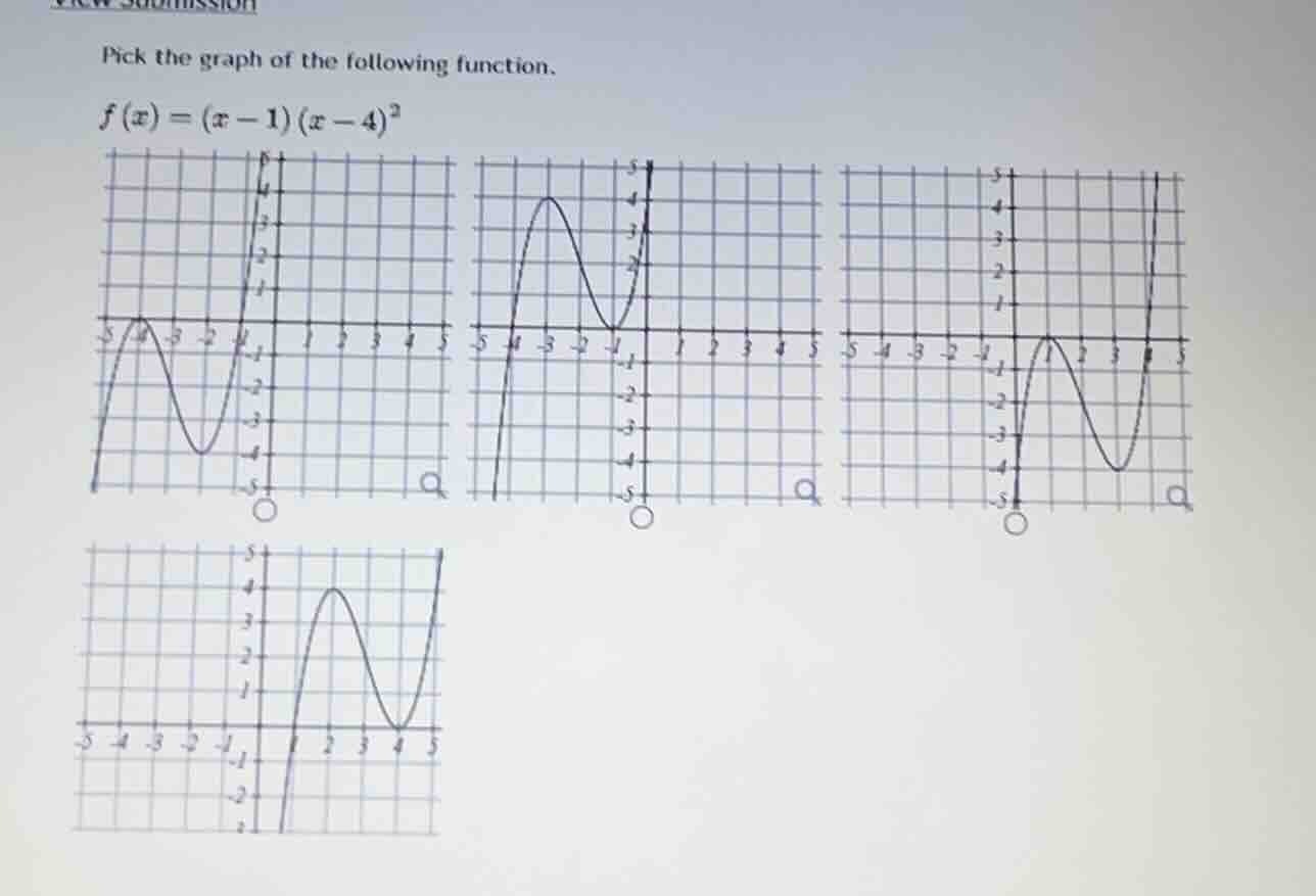 pick the graph of the following function. \\(f(x) = (x - 1)(x - 4)^2\\)