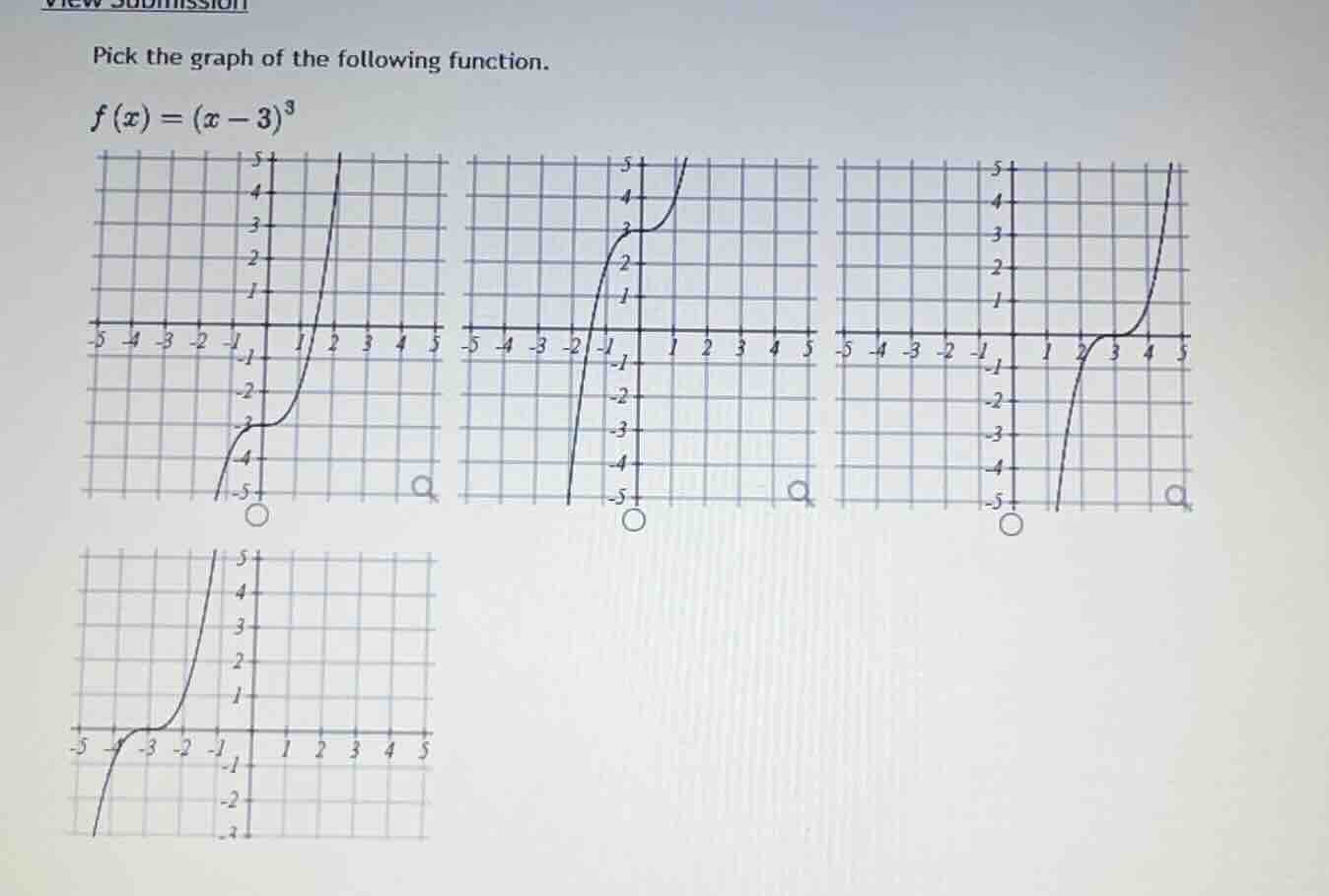 pick the graph of the following function. \\f(x) = (x-3)^3\\