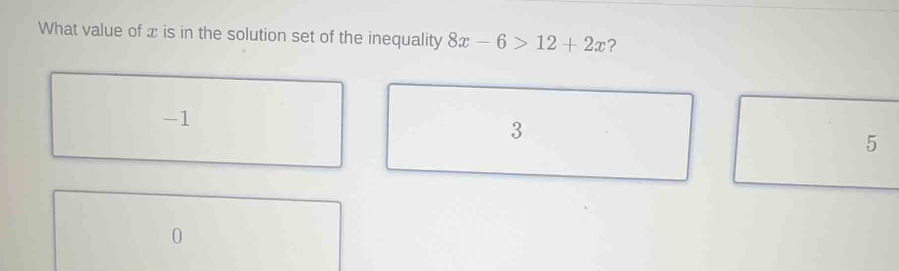 what value of \\(x\\) is in the solution set of the inequality \\(8x - …