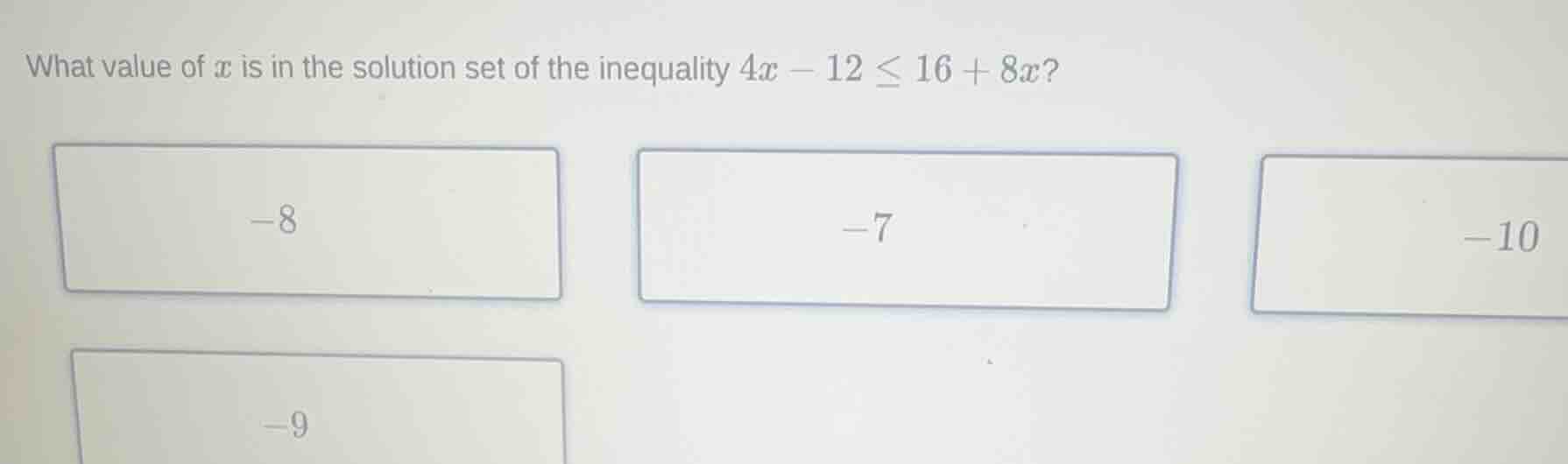 what value of \\(x\\) is in the solution set of the inequality \\(4x - …