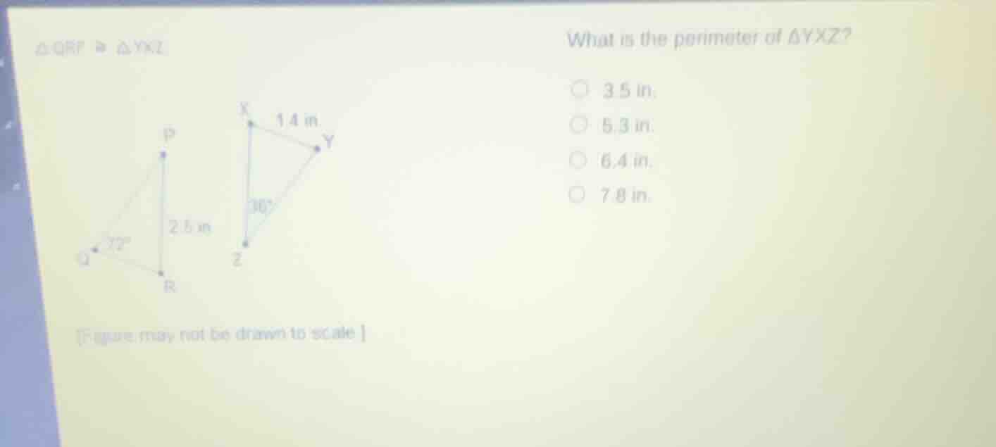 \\(\\delta qrp \\cong \\delta yxz\\) what is the perimeter of \\(\\delt…