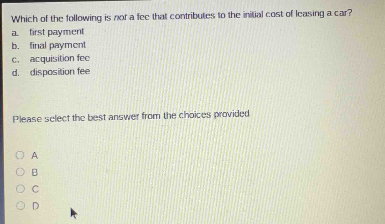 which of the following is not a fee that contributes to the initial cos…