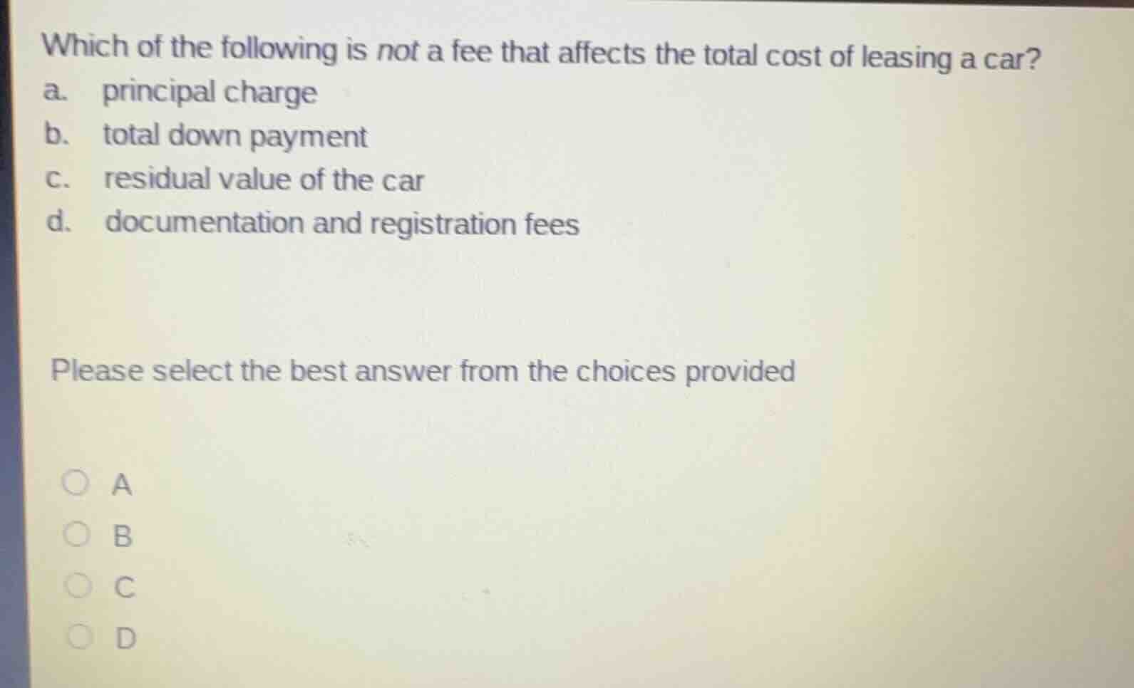 which of the following is not a fee that affects the total cost of leas…