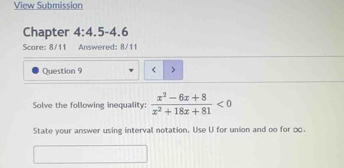 chapter 4:4.5-4.6 score: 8/11 answered: 8/11 question 9 solve the follo…