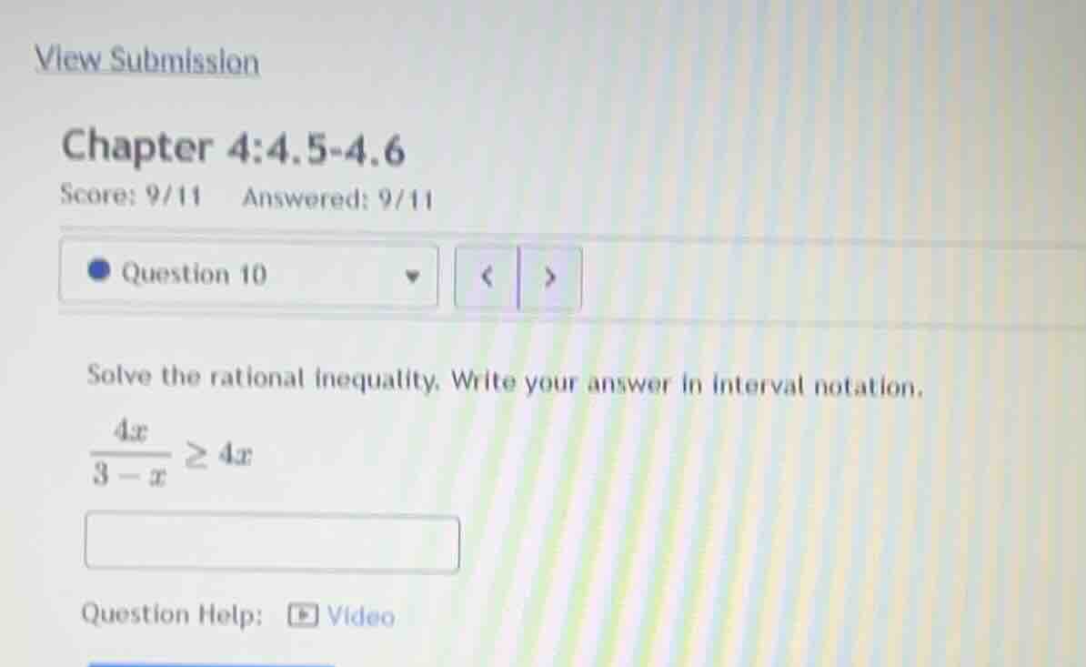 solve the rational inequality. write your answer in interval notation. …