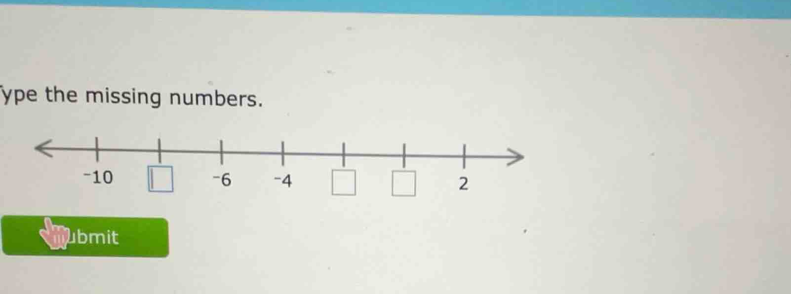 type the missing numbers.