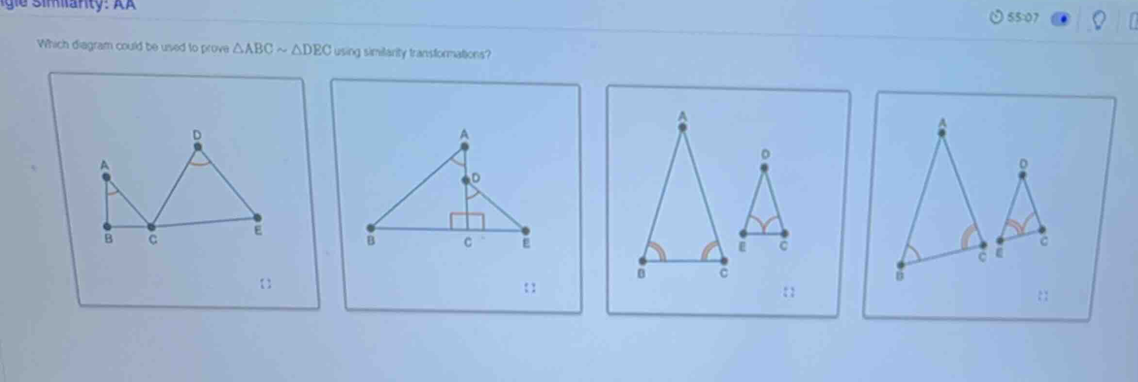 which diagram could be used to prove \\(\\delta abc \\sim \\delta dec\\…