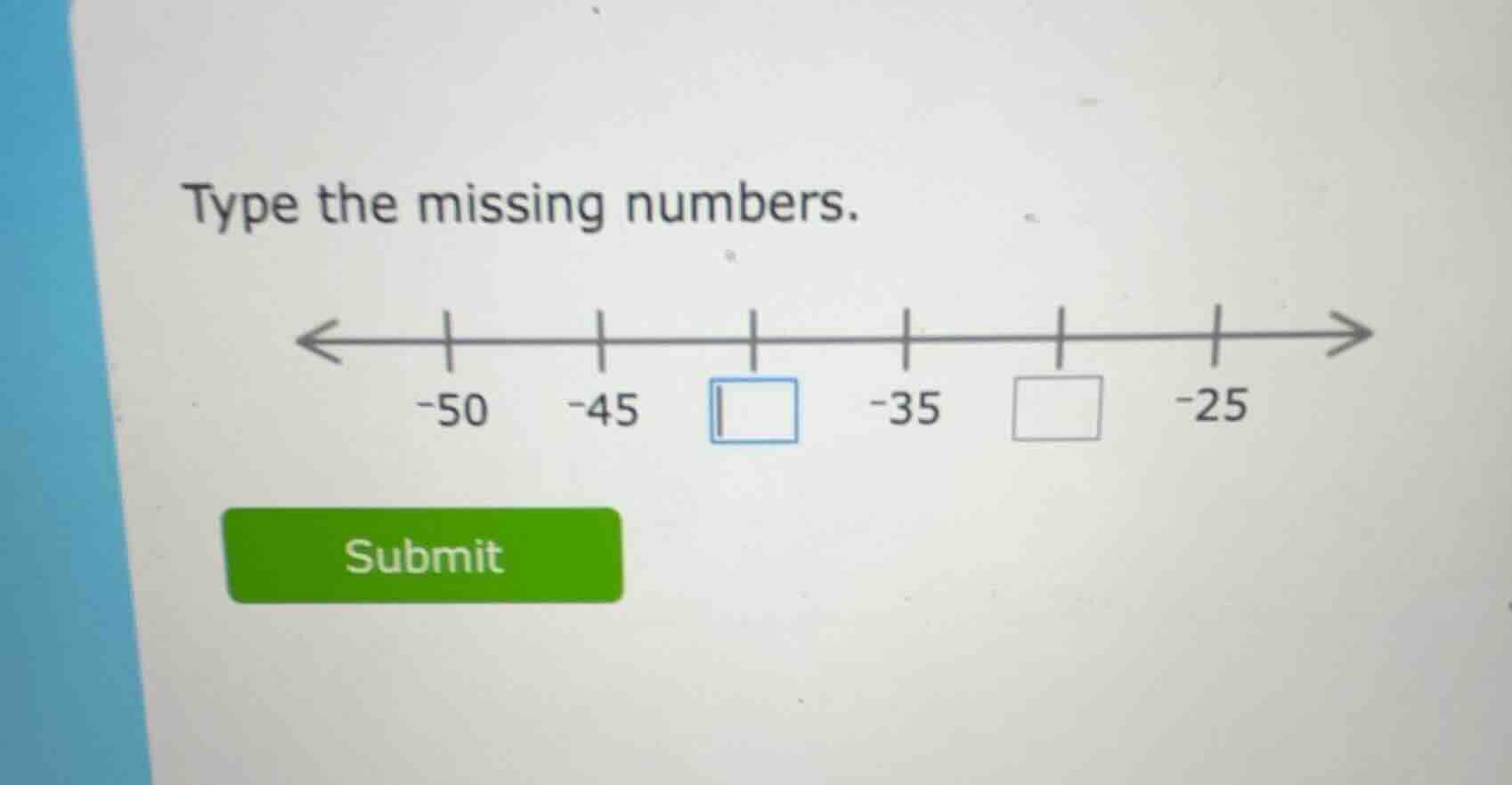 type the missing numbers.