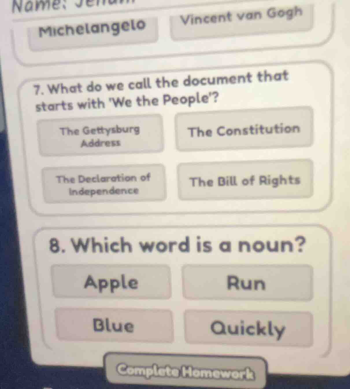7. what do we call the document that starts with we the people? - the g…