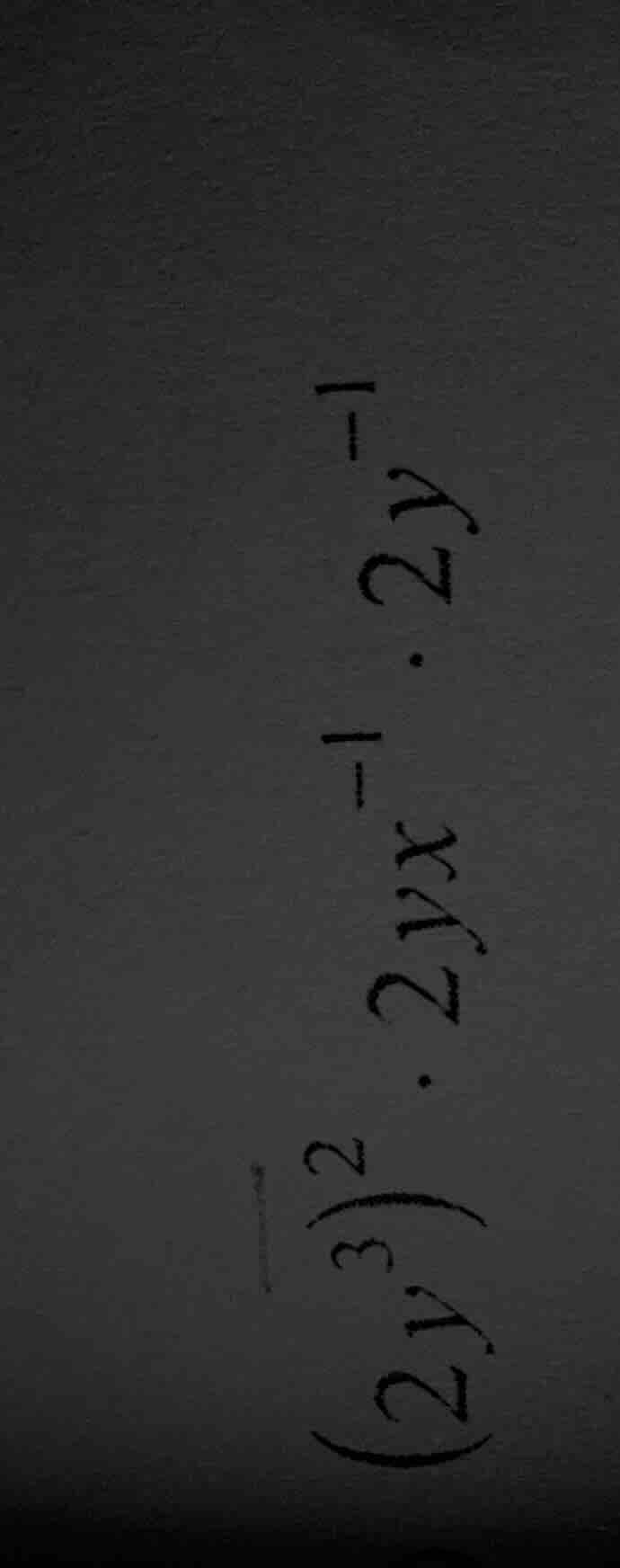 \\(2y^3)^2 \\cdot 2yx^{-1} \\cdot 2y^{-1}\\