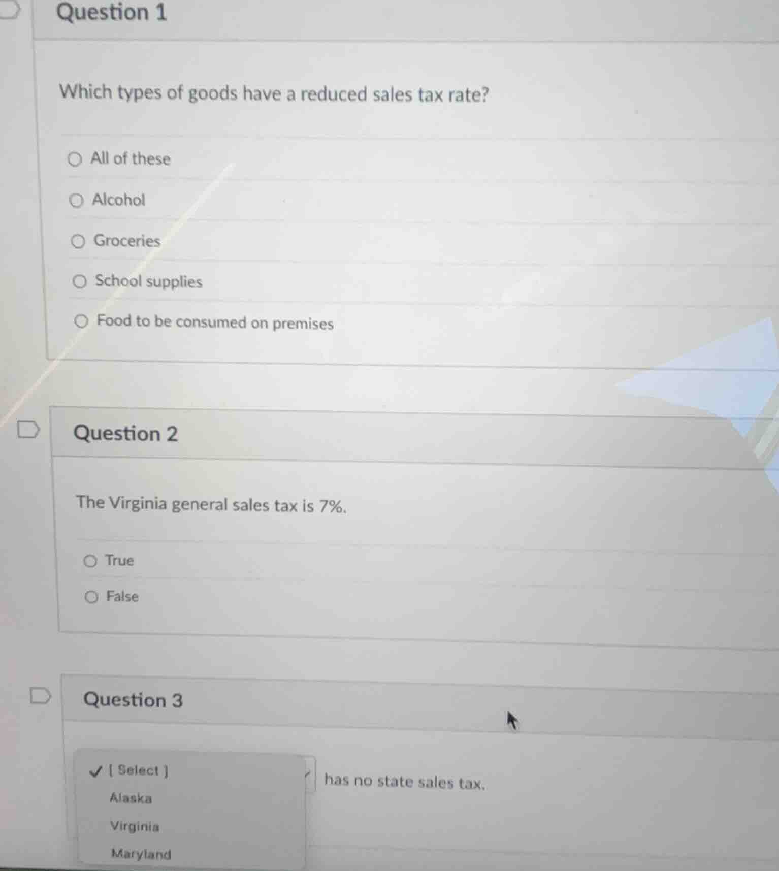question 1 which types of goods have a reduced sales tax rate? - all of…
