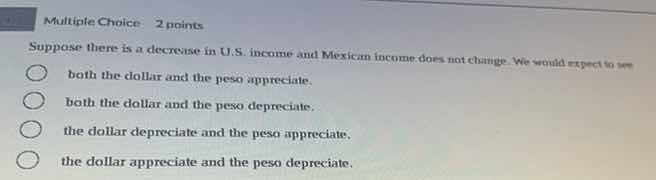 suppose there is a decrease in u.s. income and mexican income does not …