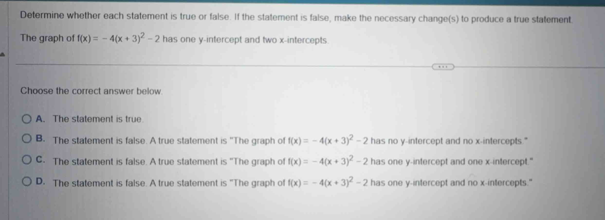 determine whether each statement is true or false. if the statement is …