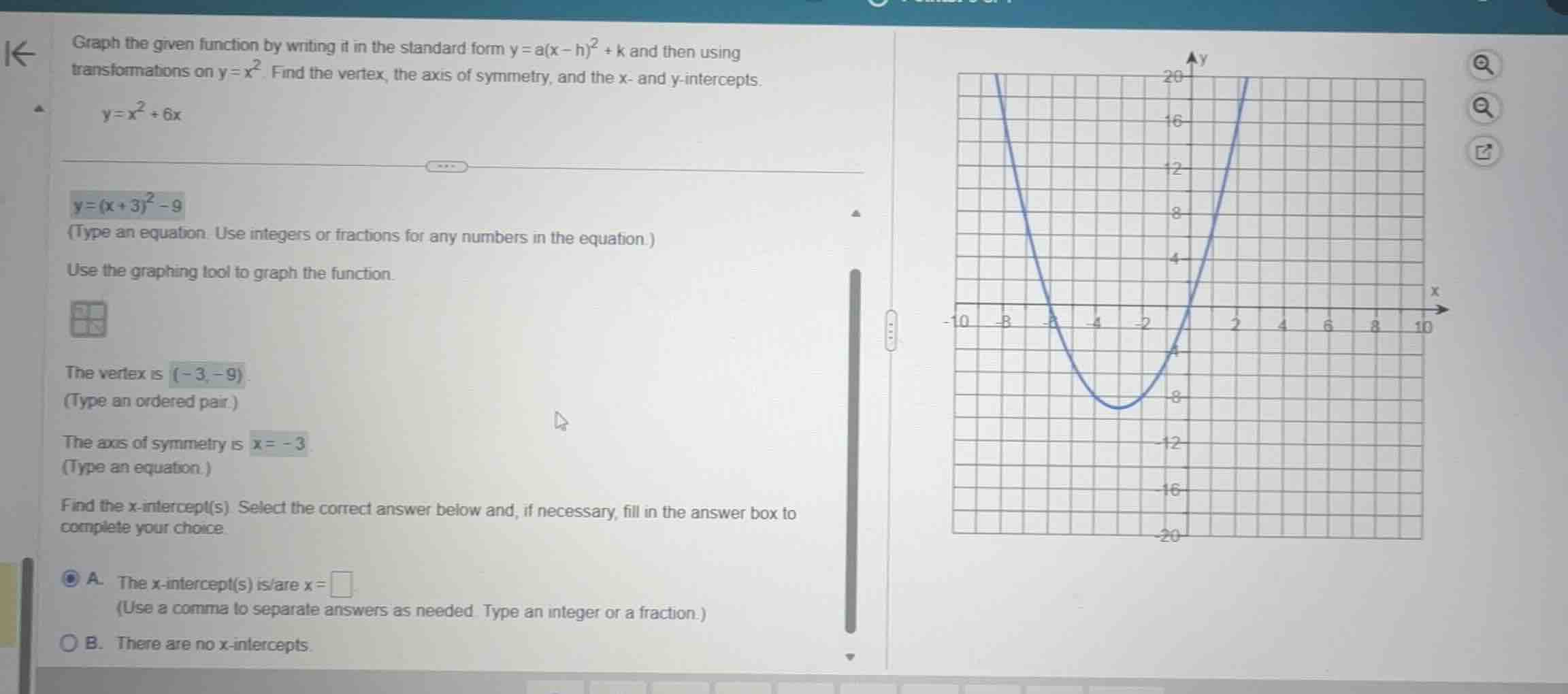 graph the given function by writing it in the standard form \\(y = a(x-…