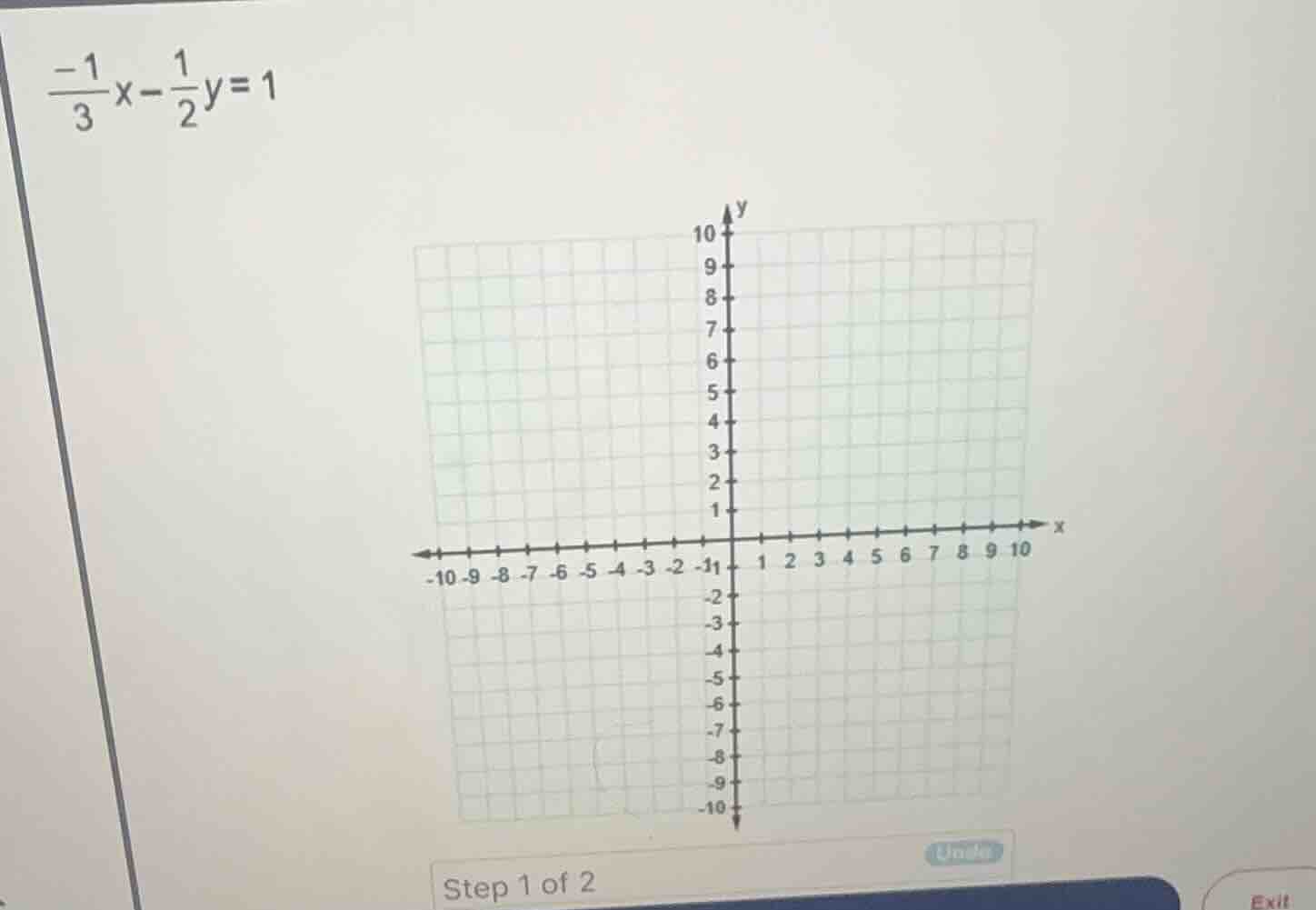 \\\\frac{-1}{3}x - \\frac{1}{2}y = 1\\