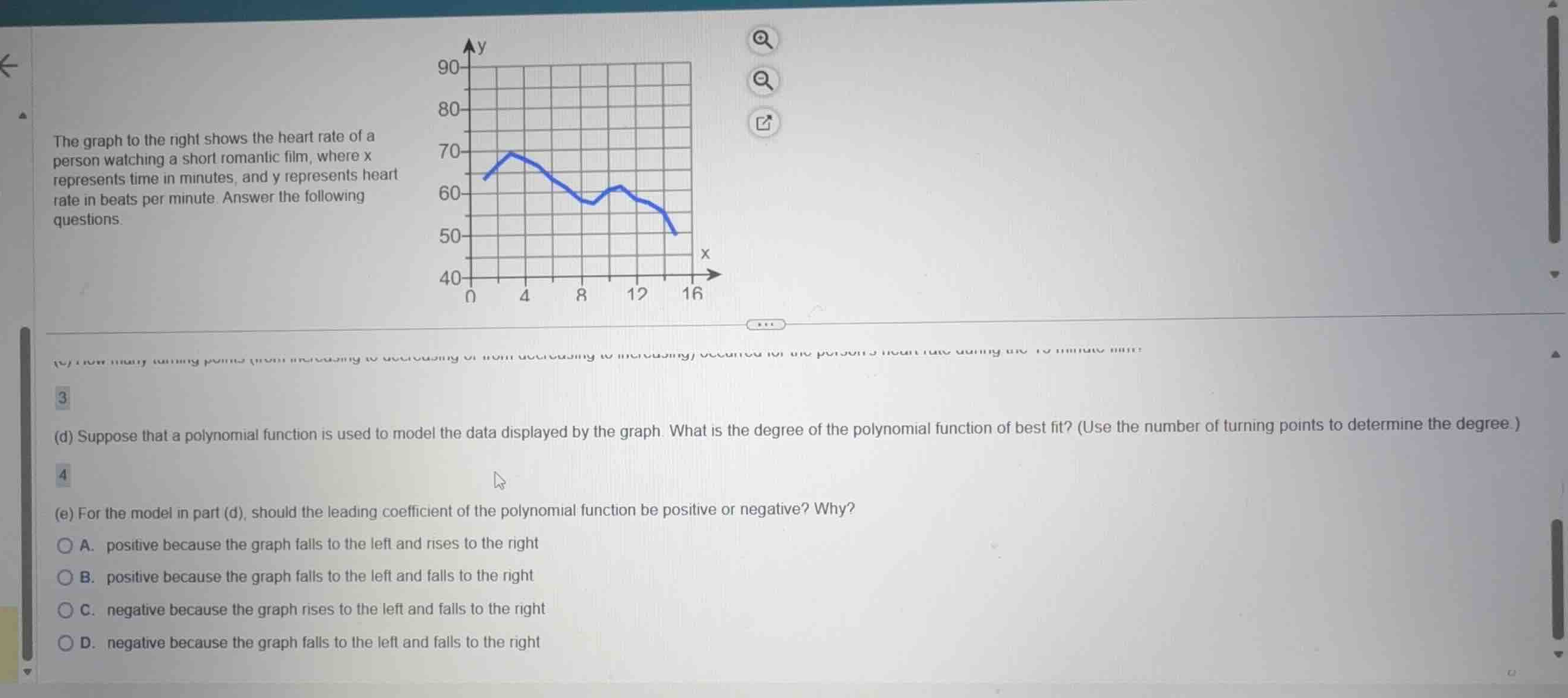 the graph to the right shows the heart rate of a person watching a shor…