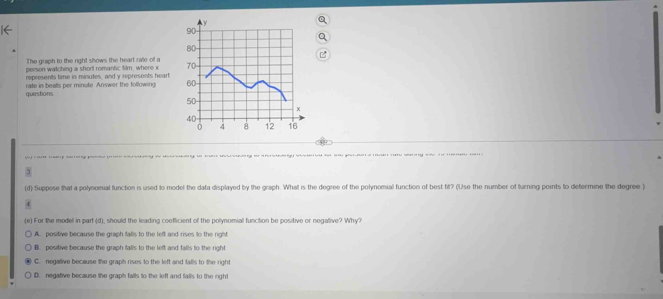 the graph to the right shows the heart rate of a person watching a shor…