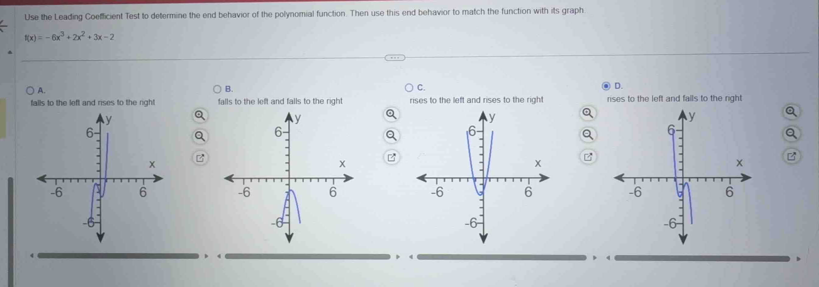 use the leading coefficient test to determine the end behavior of the p…