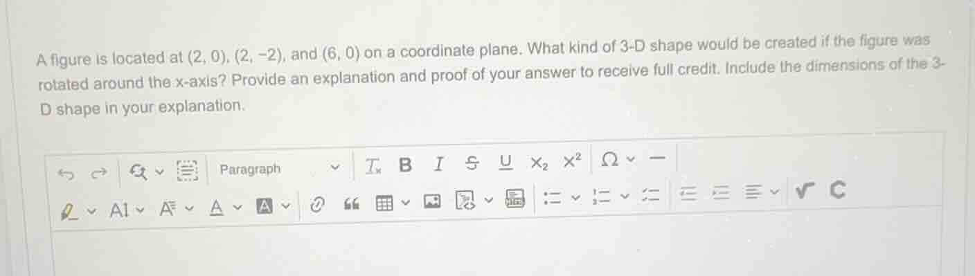 a figure is located at (2, 0), (2, -2), and (6, 0) on a coordinate plan…
