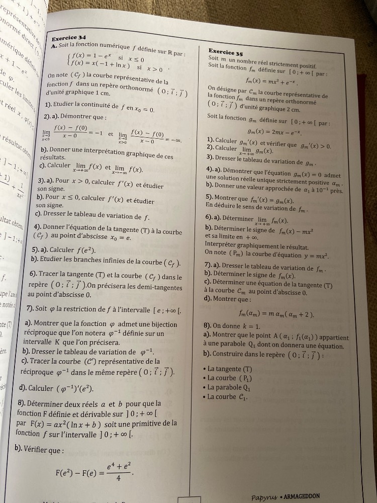 exercice 34 a. soit la fonction numérique (f) définie sur (mathbb{r}) p…
