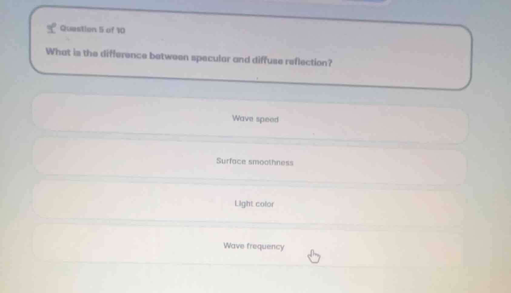 question 5 of 10 what is the difference between specular and diffuse re…