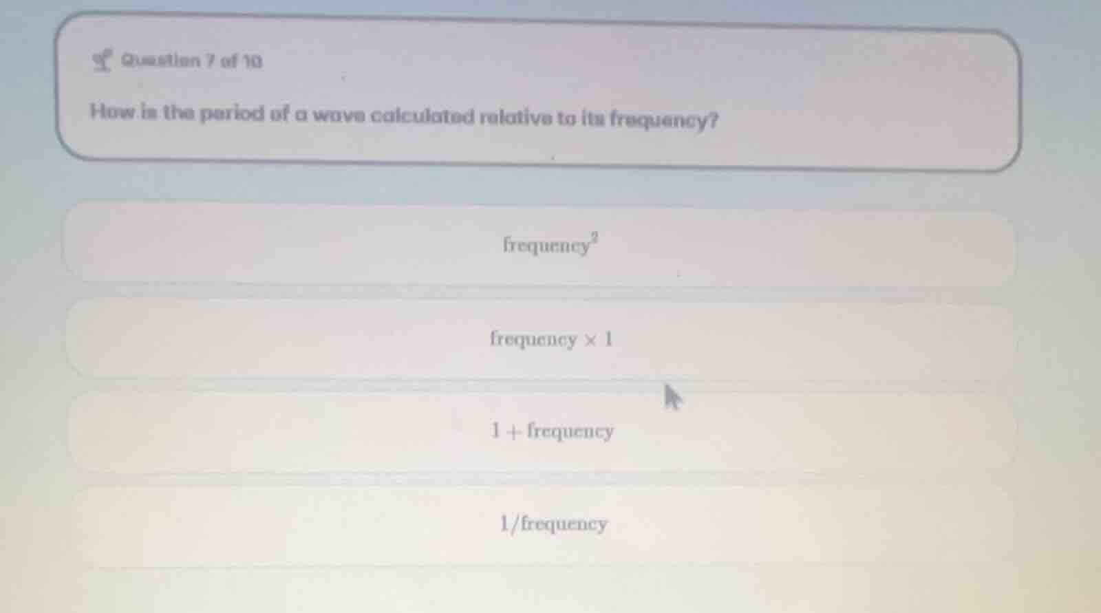 question 7 of 10 how is the period of a wave calculated relative to its…