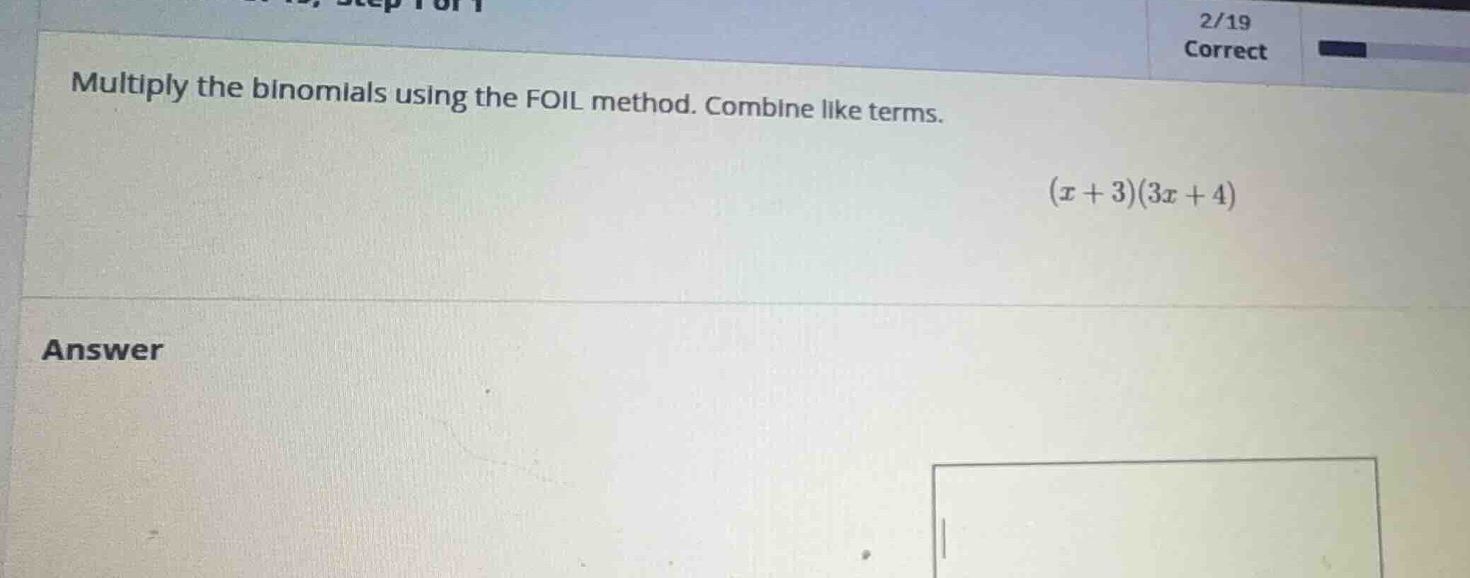 multiply the binomials using the foil method. combine like terms. \\((x…