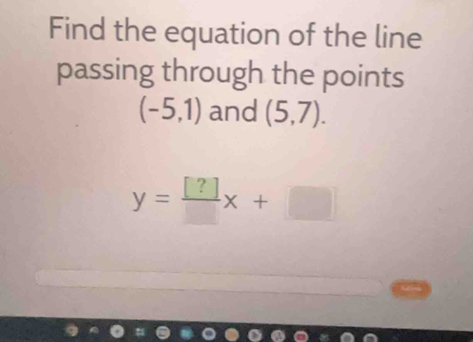 find the equation of the line passing through the points \\((-5,1)\\) a…