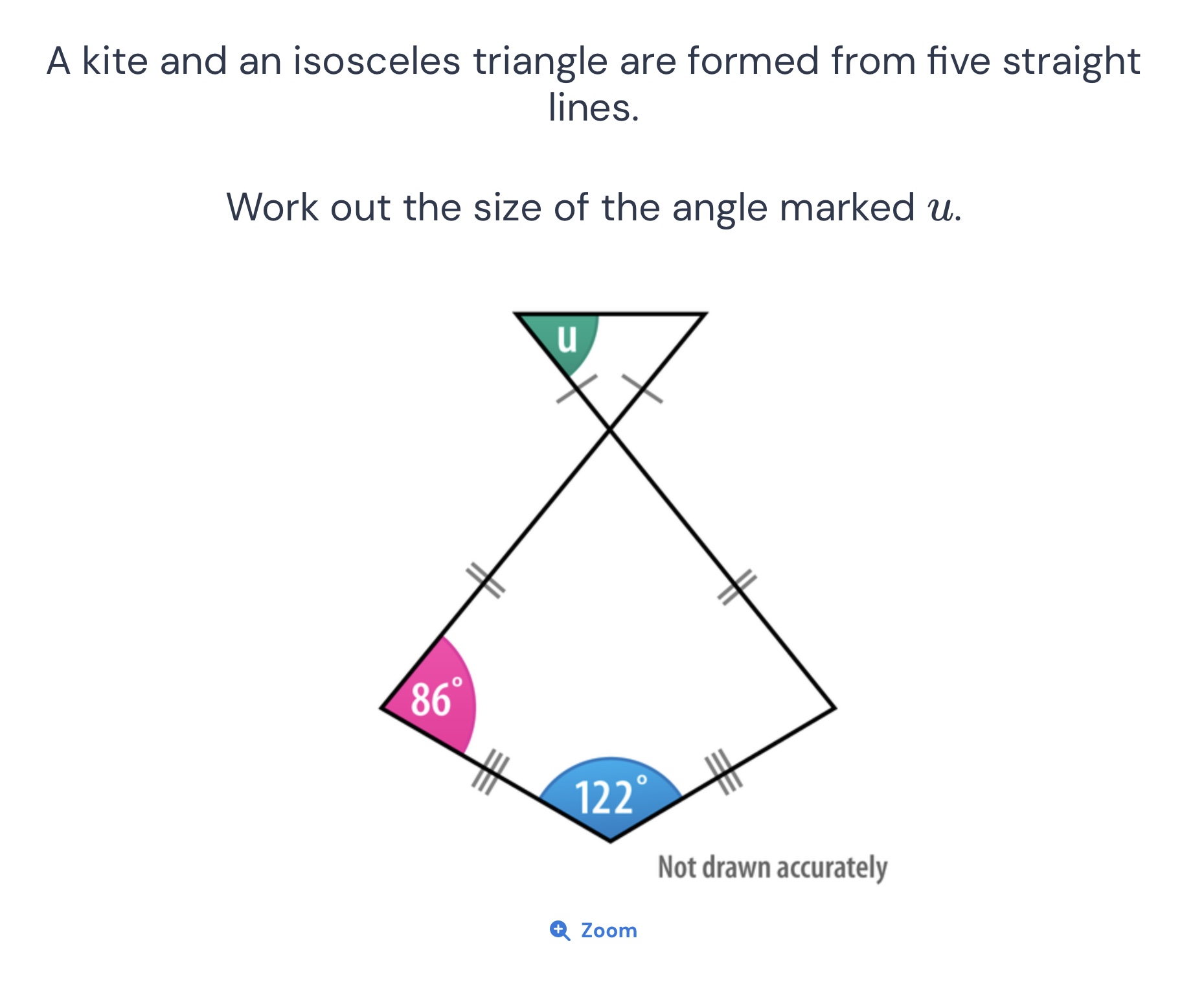 a kite and an isosceles triangle are formed from five straight lines. w…