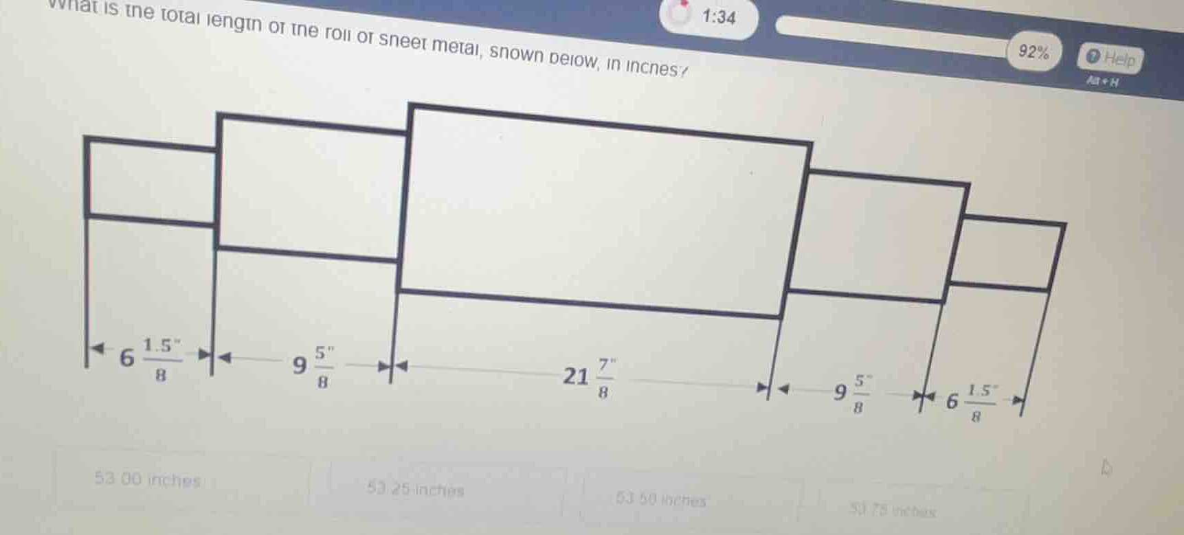 what is the total length of the roll of sheet metal, shown below, in in…
