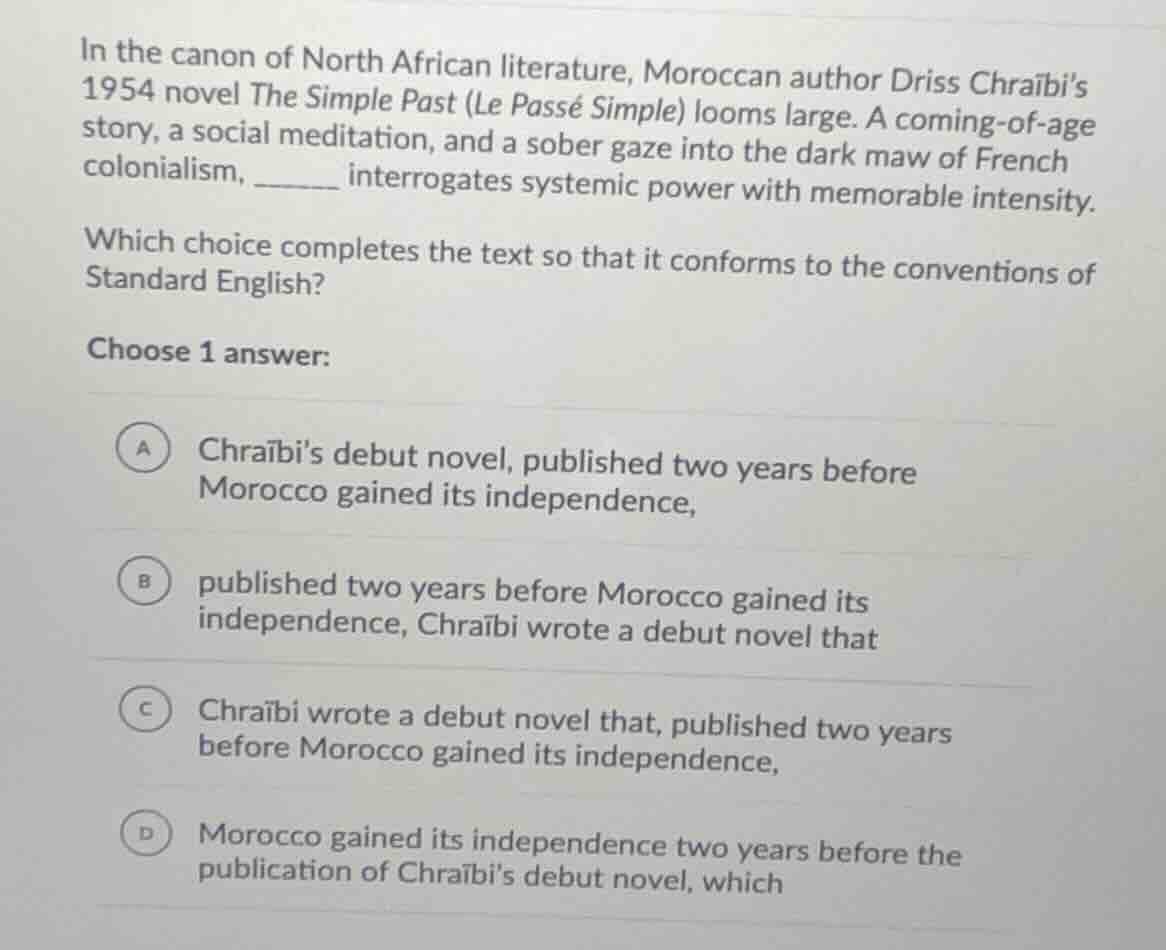 in the canon of north african literature, moroccan author driss chraïbi…