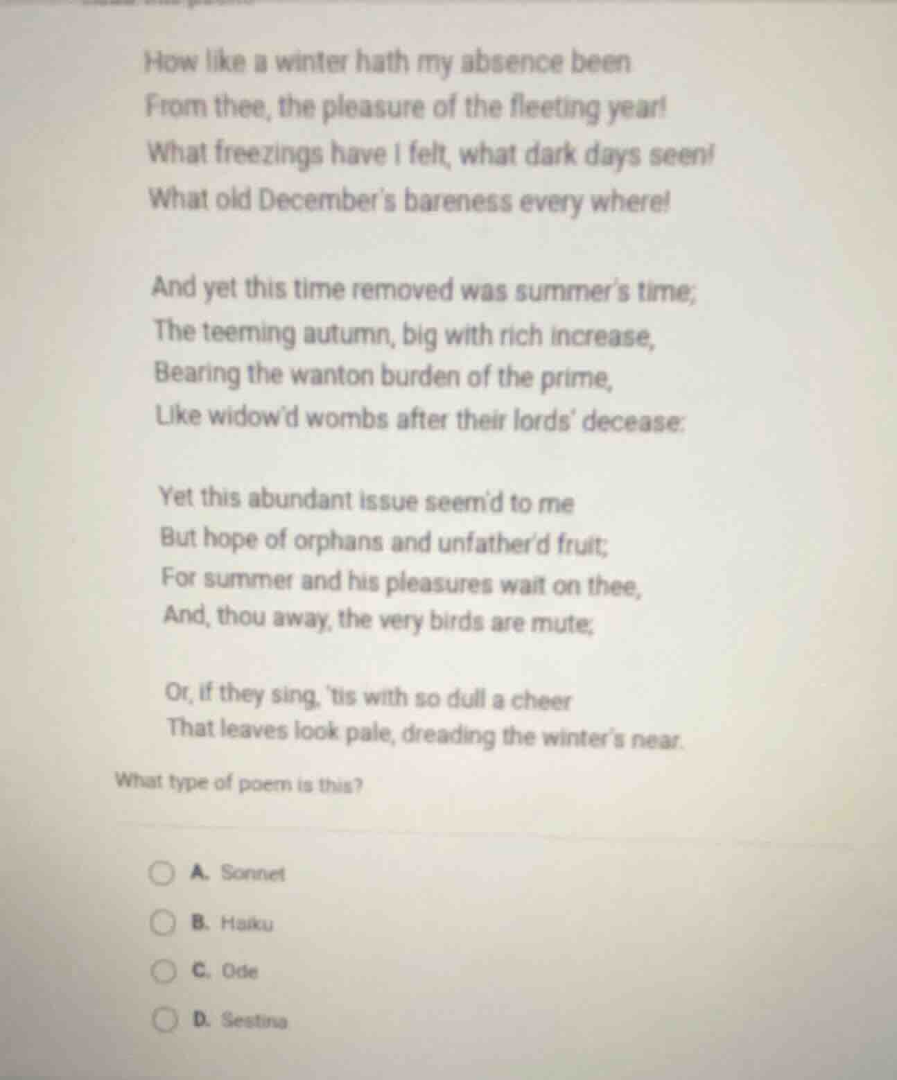 how like a winter hath my absence been from thee, the pleasure of the f…