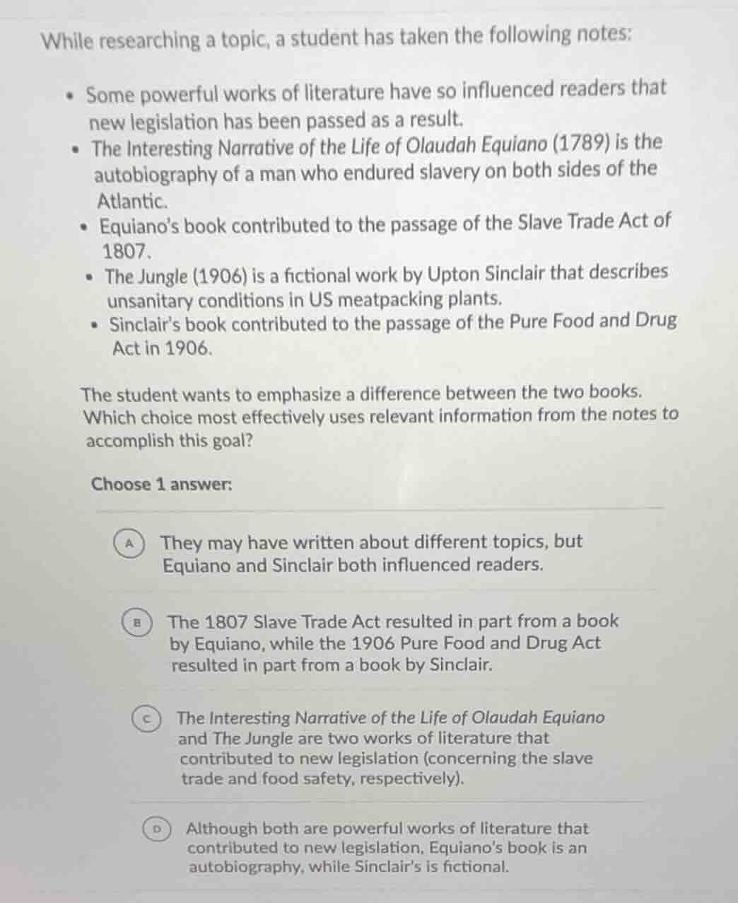while researching a topic, a student has taken the following notes: * s…