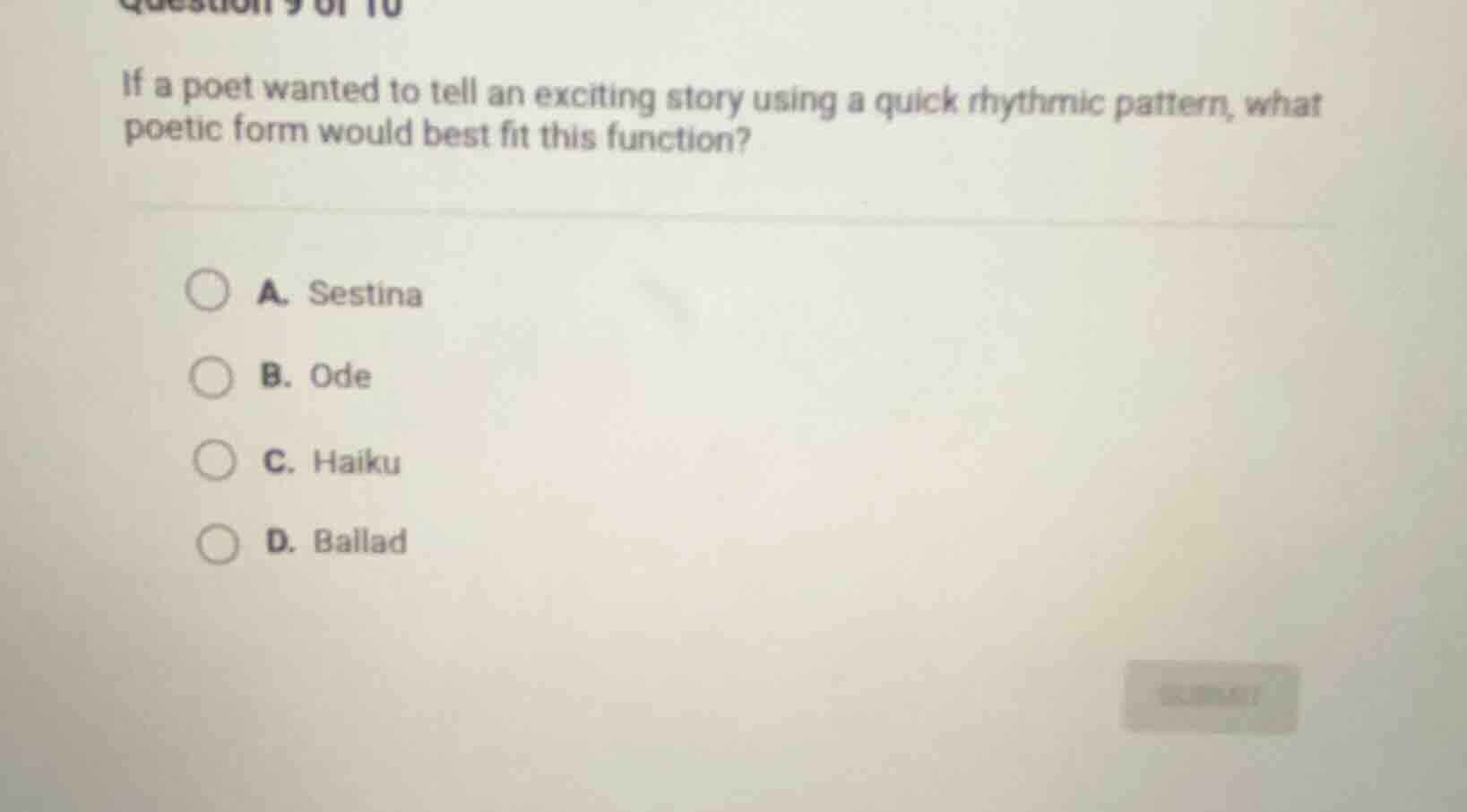 if a poet wanted to tell an exciting story using a quick rhythmic patte…