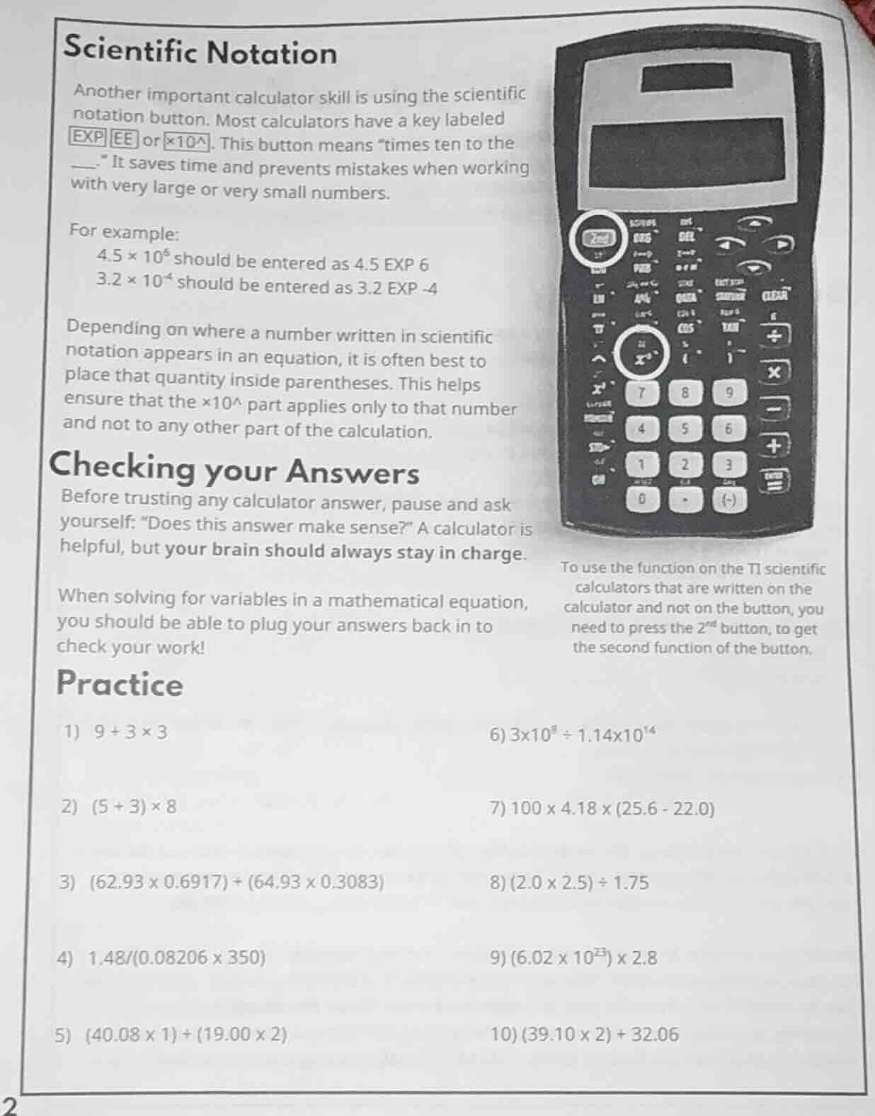 scientific notation another important calculator skill is using the sci…