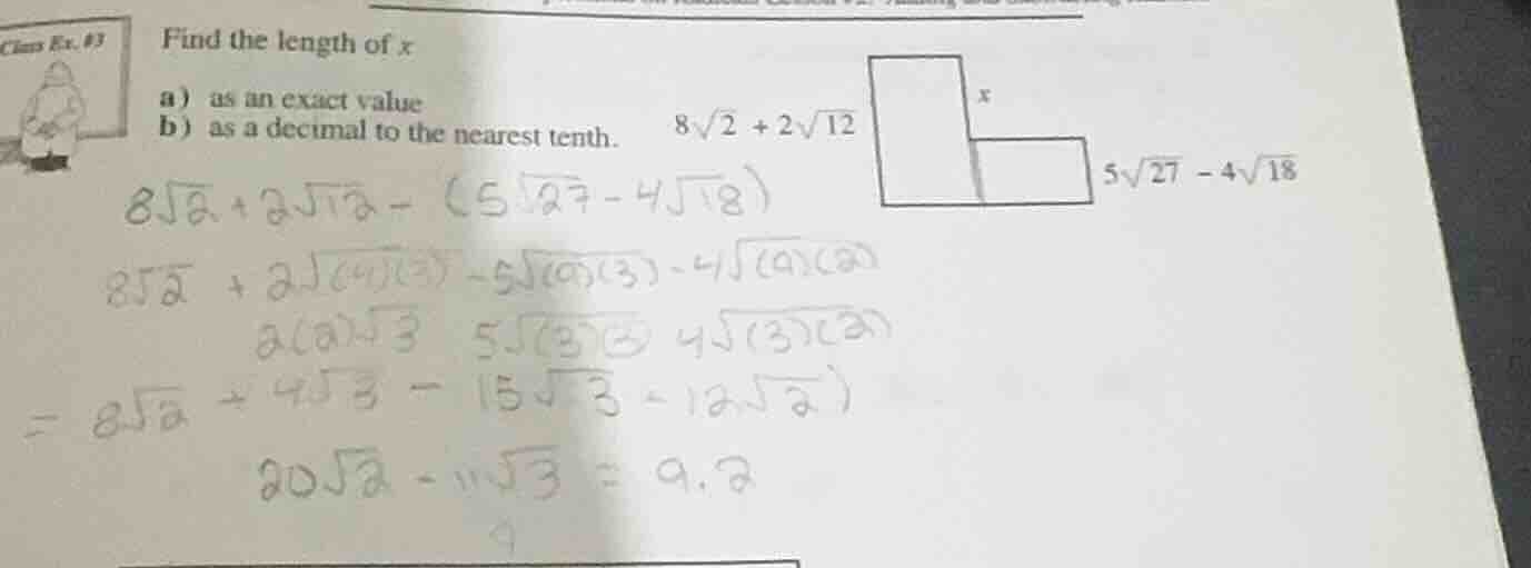 find the length of \\(x\\) a) as an exact value b) as a decimal to the …