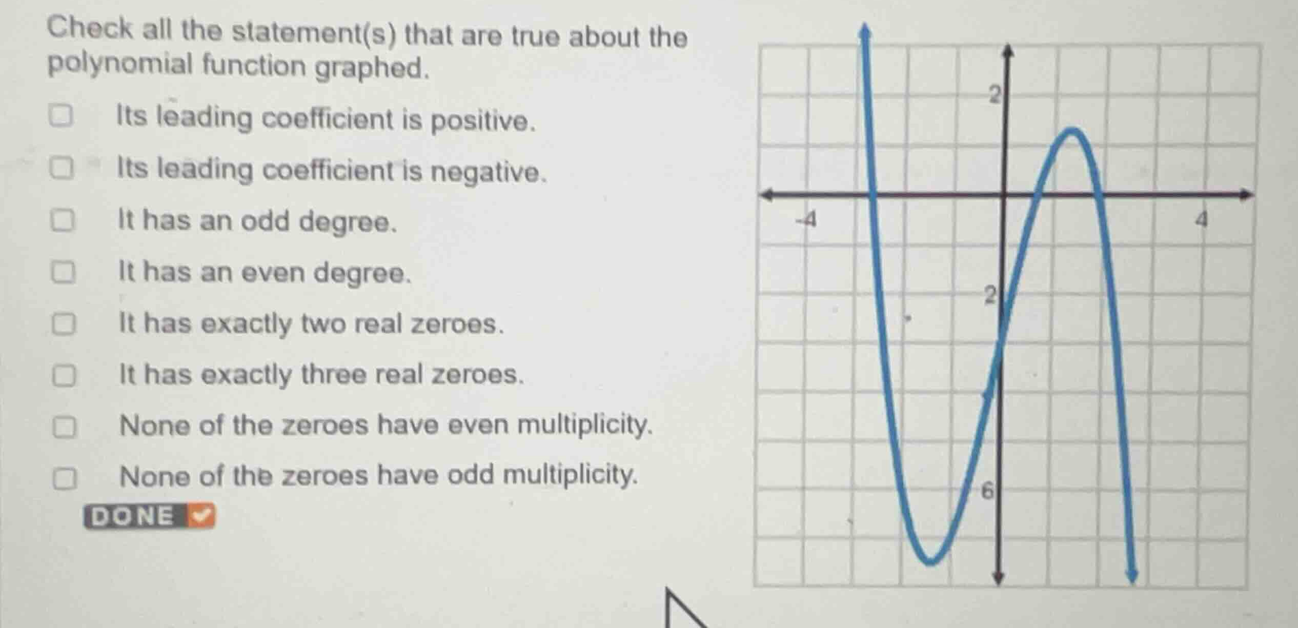 check all the statement(s) that are true about the polynomial function …