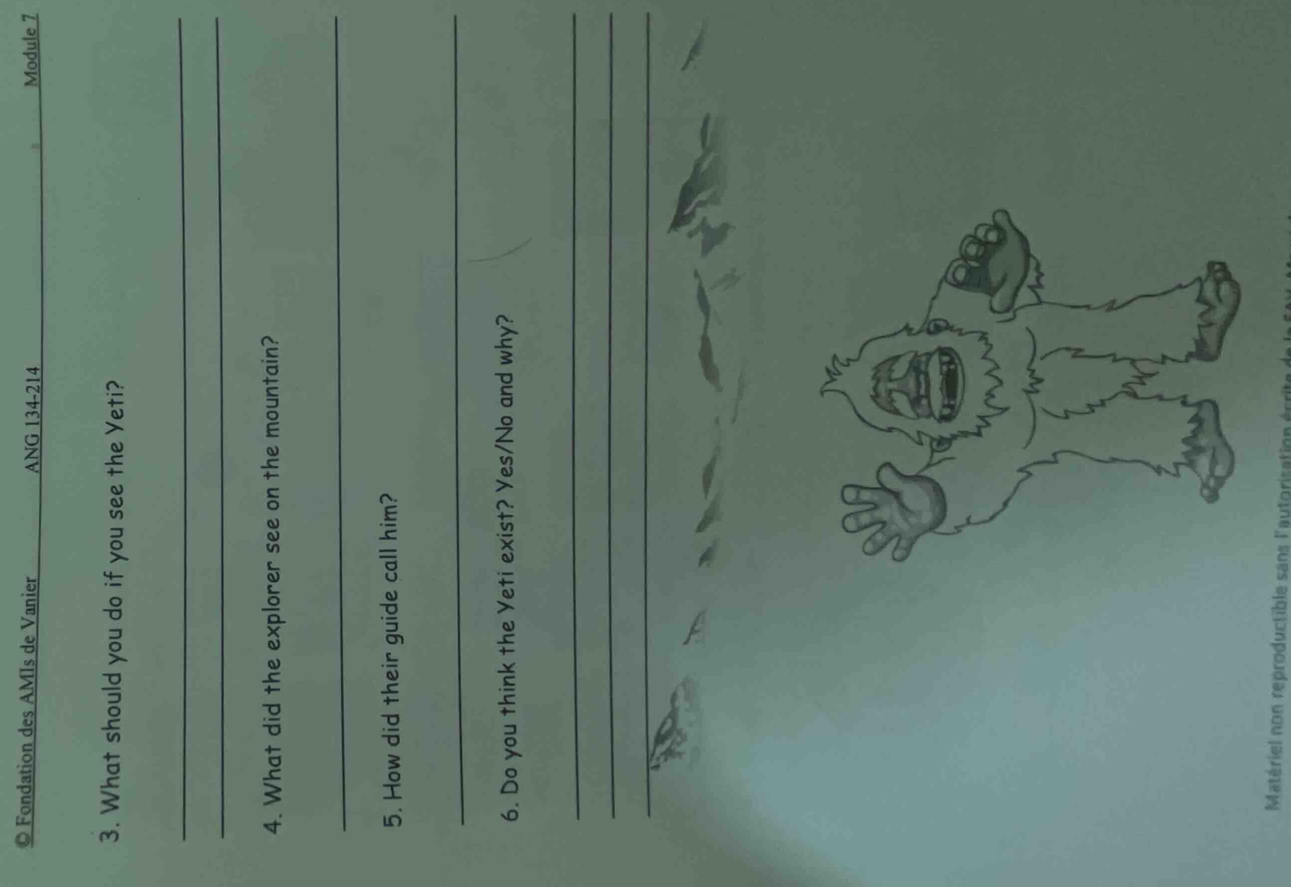 3. what should you do if you see the yeti? 4. what did the explorer see…