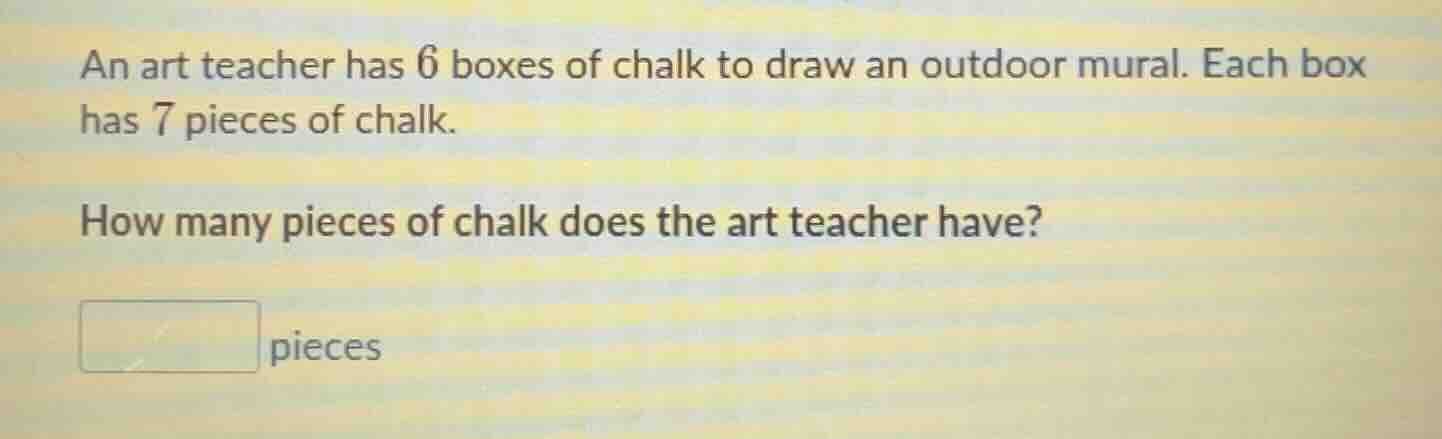 an art teacher has 6 boxes of chalk to draw an outdoor mural. each box …